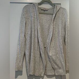 Loft Open Front Long Sleeve Cotton Cardigan With Hood Size